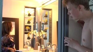 Horny MILF Alina Angel’s getting it on with her young lover.