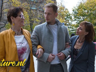 Granny brings a stranger home for mature pussy fun.