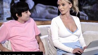 Hot stepmom Pristine’s night’s rest disrupted by stepson’s lust. US English.