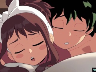Midoriya and Uraraka share an intimate connection, consummated through wild lovemaking.
