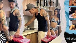 Latin MILF, crowd, young plumber, payment for services-Salom, Gil